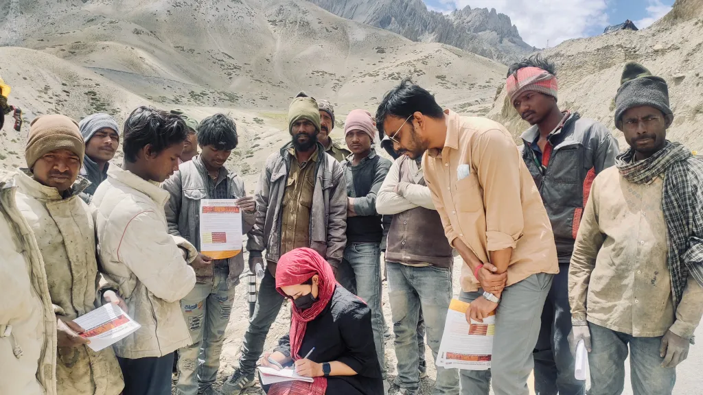 PDAG members registering migrant workers employed by BRO